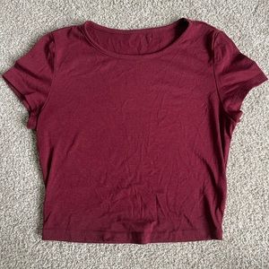 Maroon Crop Top Tee ~ XS